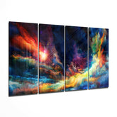 Colorful Space 4 Pieces Mega Glass Wall Art (59"x36") | Insigne Art Design.